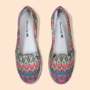 Women's Junior's American Eagle Slip On Bohemian Chevron Canvas Shoes | Size 5